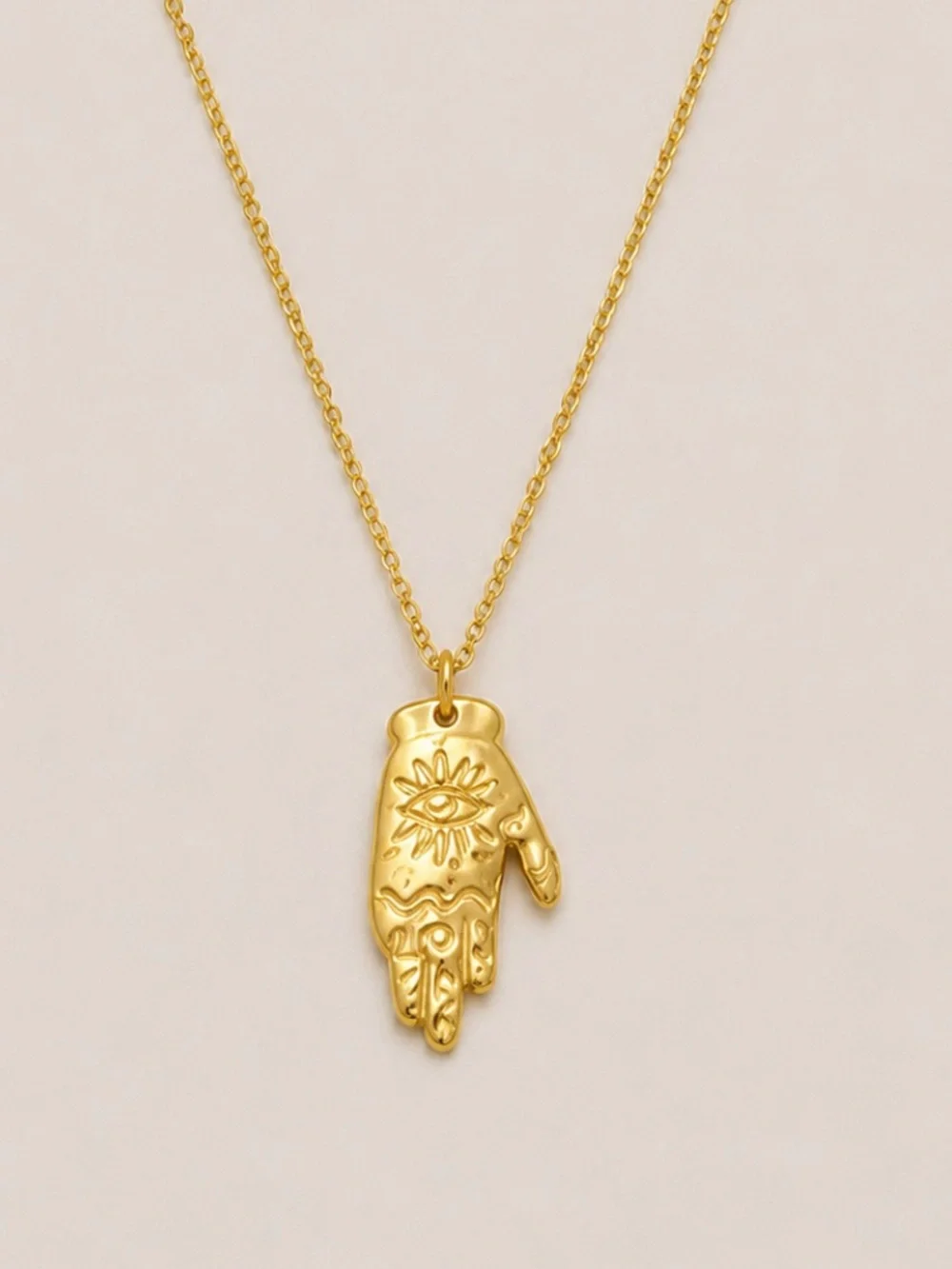 New! 18K Gold Plated Evil Eye Hamsa Hand NWOT 1038